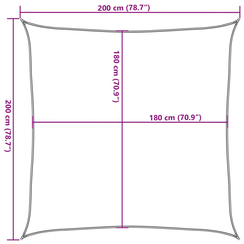 Zonnezeil 160 g/m² vierkant 2x2 m HDPE zandkleurig