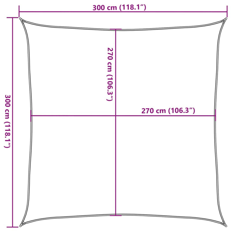 Zonnezeil 160 g/m² vierkant 3x3 m HDPE zandkleurig