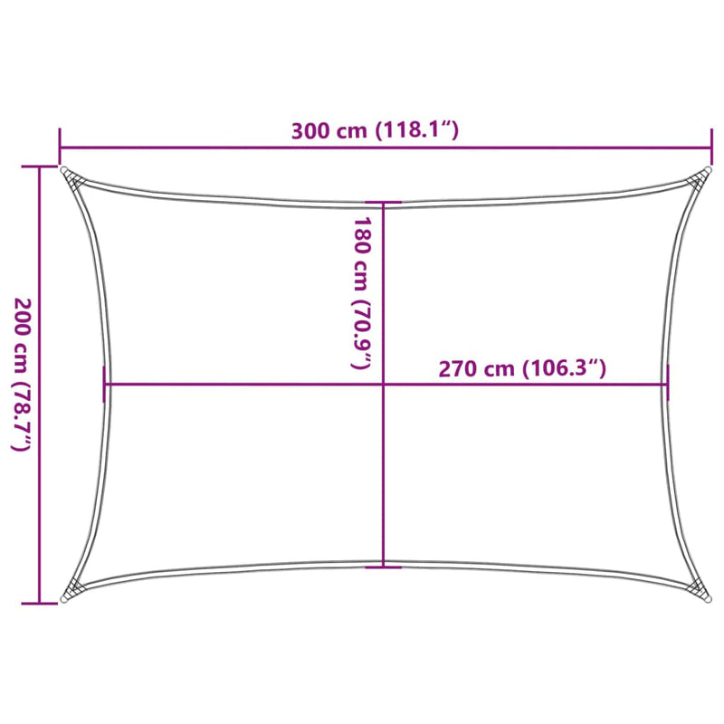 Zonnezeil 160 g/m² rechthoekig 2x3 m HDPE zandkleurig