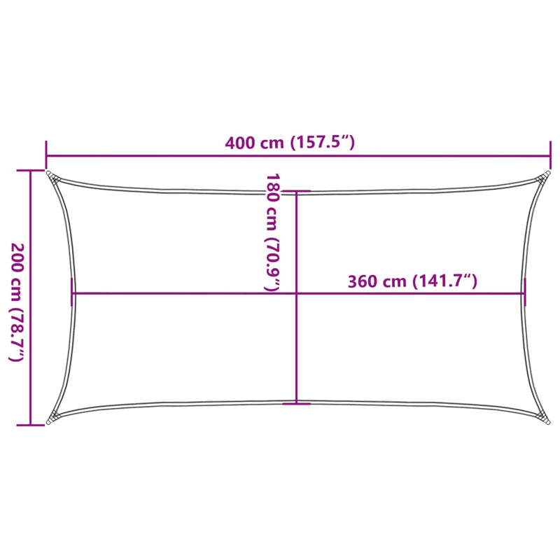 Zonnezeil 160 g/m² rechthoekig 2x4 m HDPE zandkleurig