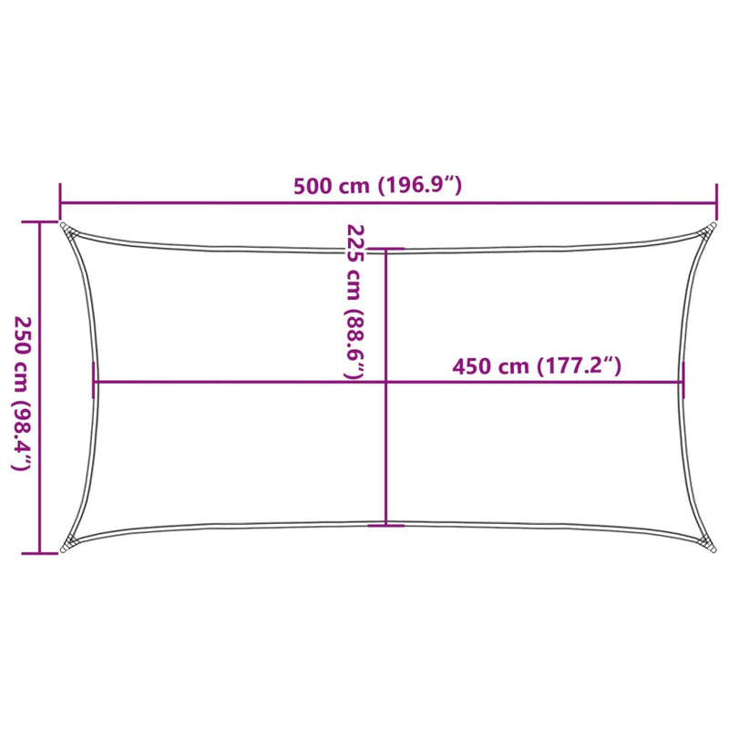 Zonnezeil rechthoekig 160 g/m² 2,5x5 m HDPE zandkleurig