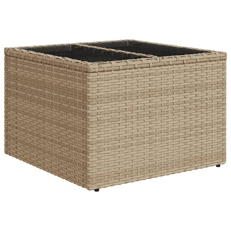 10-delige Loungeset met kussens poly rattan beige