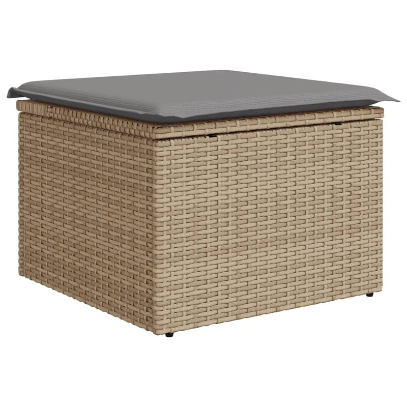 10-delige Loungeset met kussens poly rattan beige