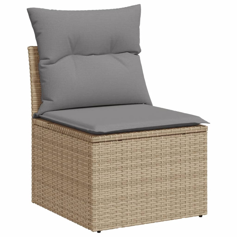 10-delige Loungeset met kussens poly rattan gemengd beige