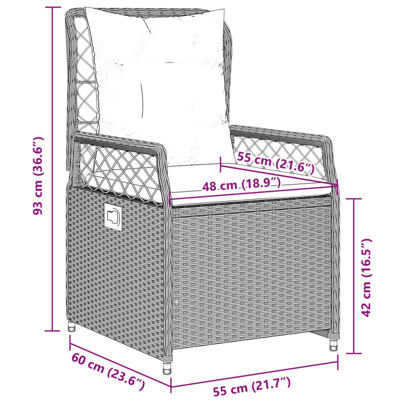 7-delige Tuinset met kussens poly rattan zwart