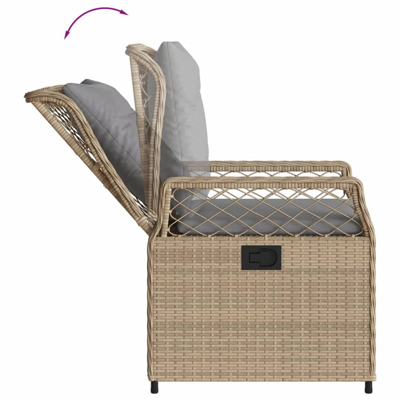 7-delige Tuinset met kussens poly rattan beige