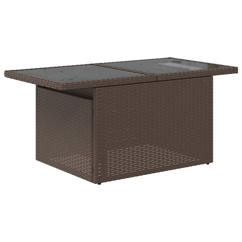 10-delige Loungeset met kussens poly rattan bruin