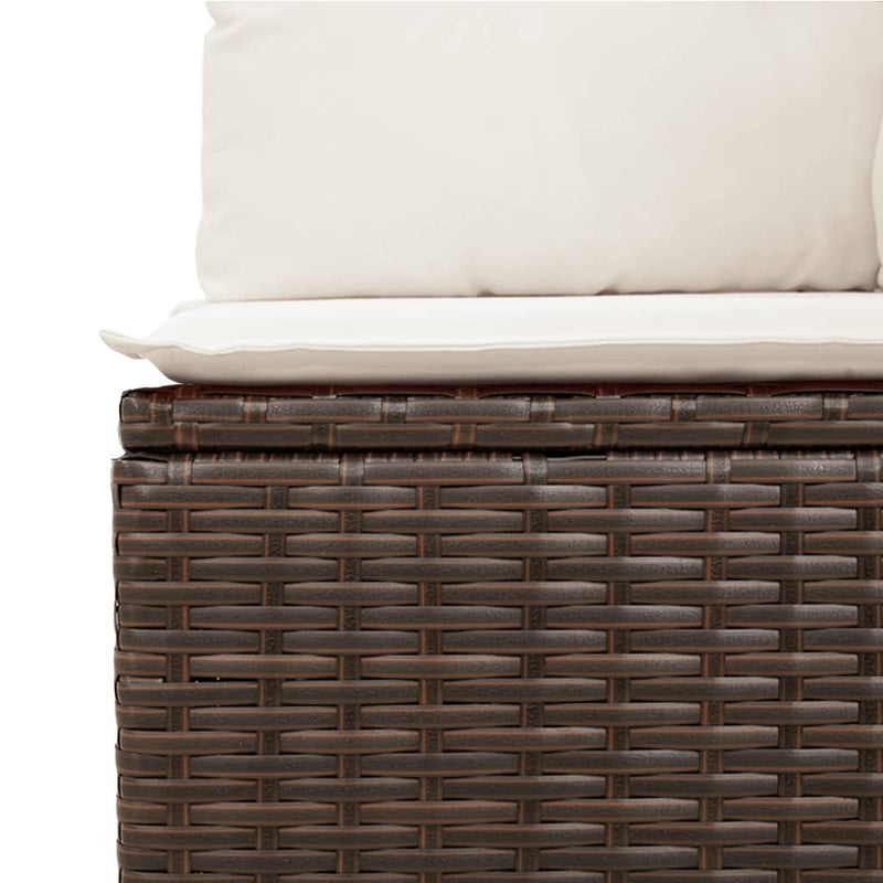 10-delige Loungeset met kussens poly rattan bruin