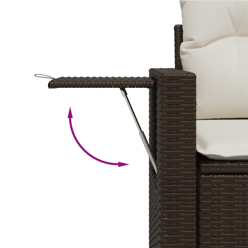 10-delige Loungeset met kussens poly rattan bruin