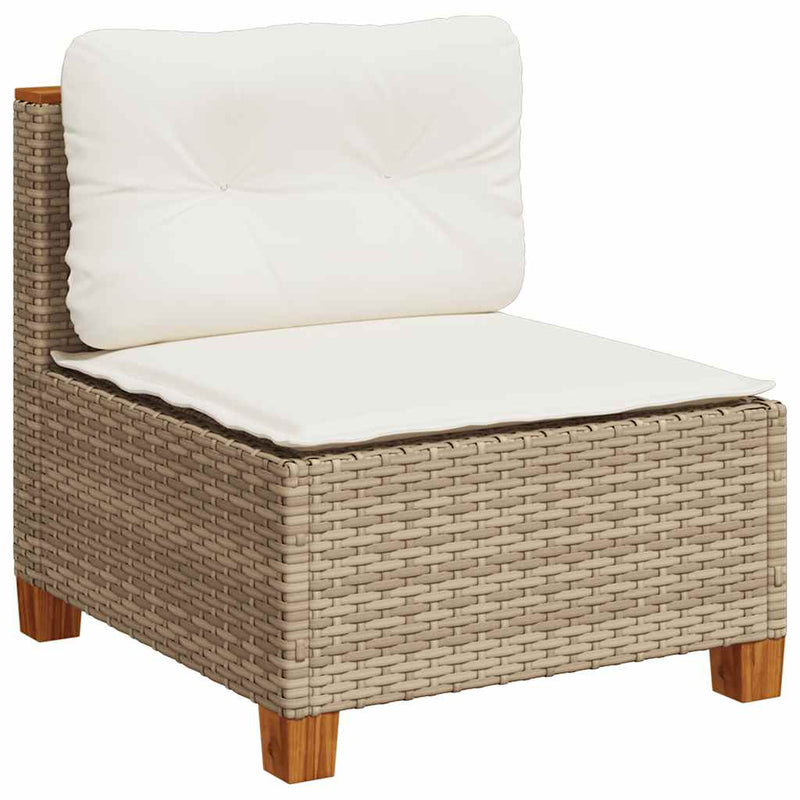 10-delige Loungeset met kussens poly rattan beige