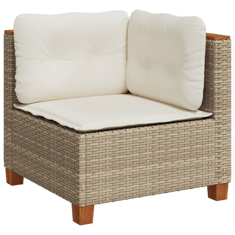 10-delige Loungeset met kussens poly rattan beige