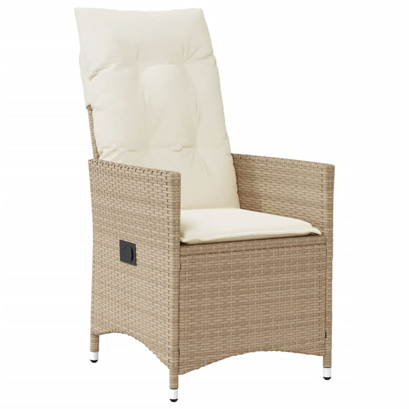 3-delige Bistroset met kussens poly rattan beige