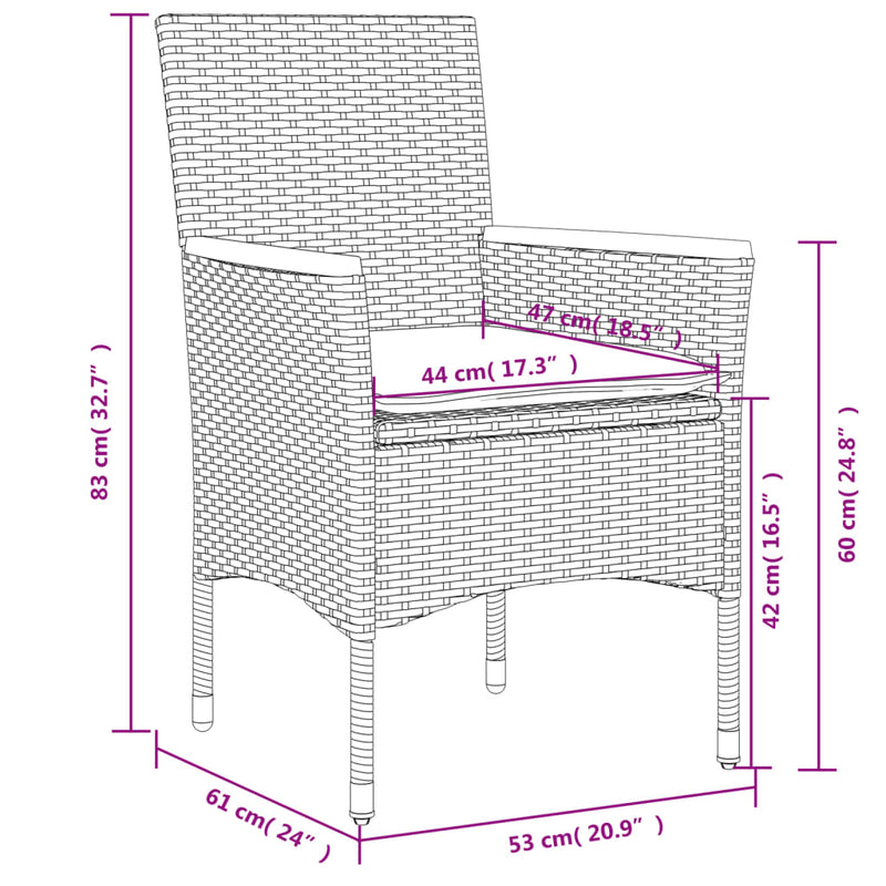 11-delige Tuinset met kussens poly rattan en glas beige