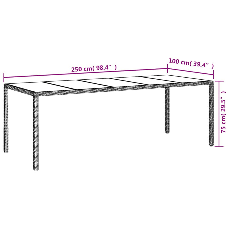 11-delige Tuinset met kussens poly rattan en glas beige