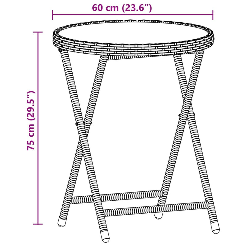 3-delige Bistroset met kussens poly rattan en glas grijs