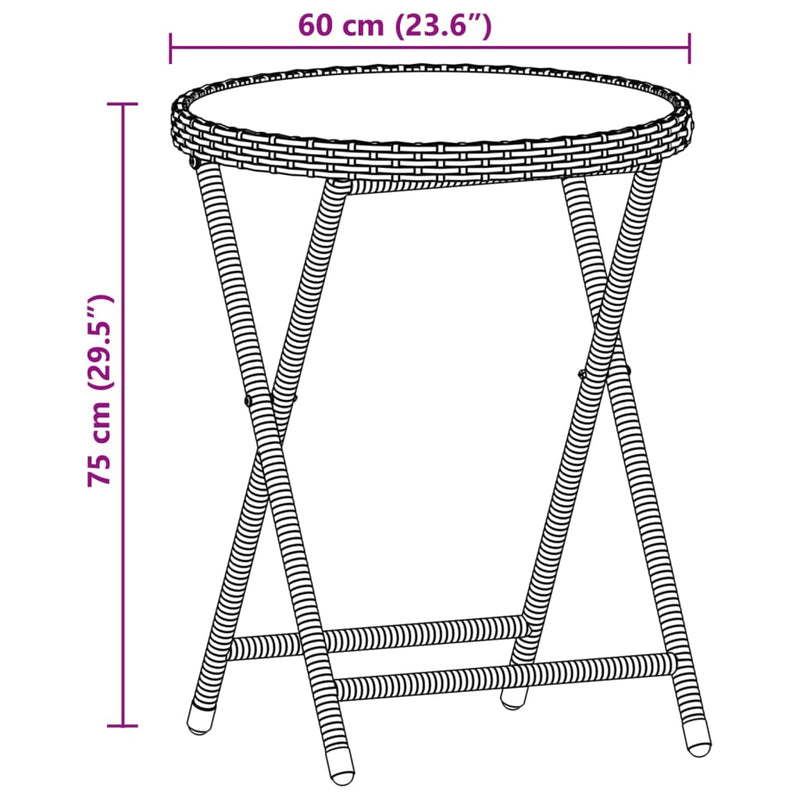 3-delige Bistroset met kussens poly rattan en glas beige