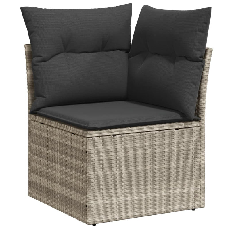 8-delige Loungeset met kussens poly rattan lichtgrijs