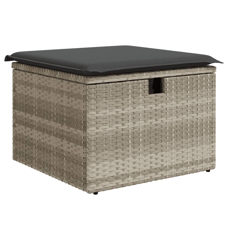 8-delige Loungeset met kussens poly rattan lichtgrijs