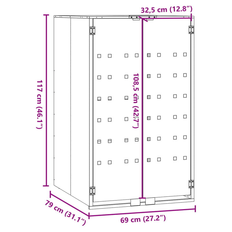 Containerberging voor 1 container 69x79x117 cm staal zwart