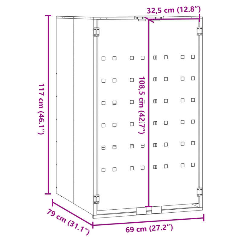 Containerberging voor 1 container 69x79x117 cm staal grijs