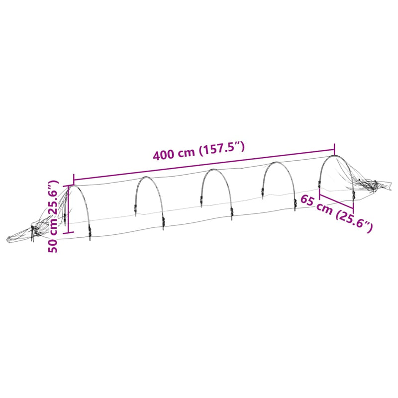 Kweektunnels 2 st 1,5x5 m glasvezel en polypropeen - Drogistdeal.nl
