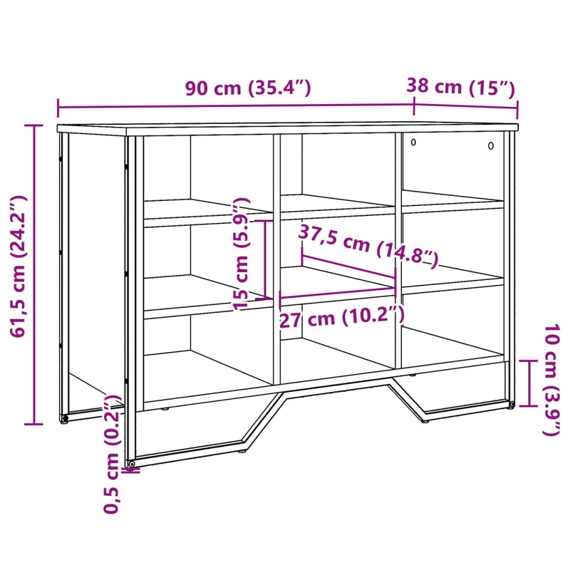 Schoenenkast 90x38x61,5 cm bewerkt hout bruin eikenkleurig