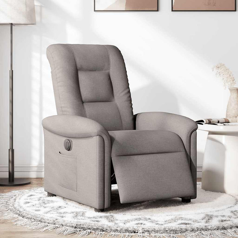 Fauteuil verstelbaar elektrisch stof taupe