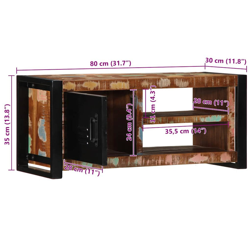 Tv-meubel 80x30x35 cm massief gerecycled hout