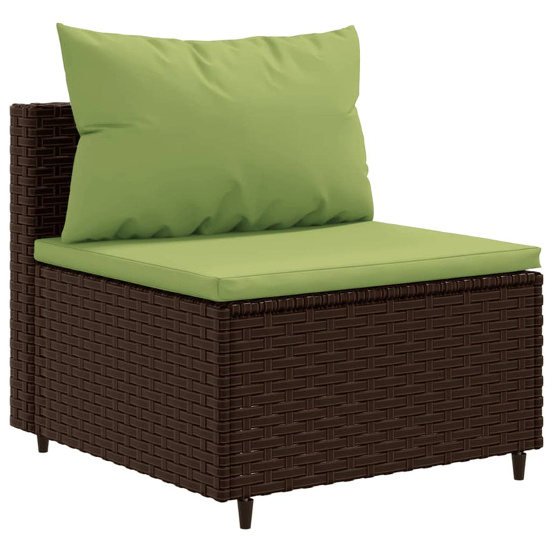 10-delige Loungeset met kussens poly rattan bruin