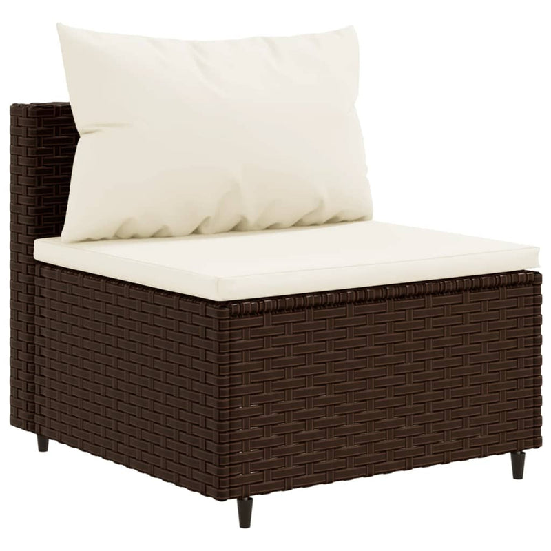 10-delige Loungeset met kussens poly rattan bruin