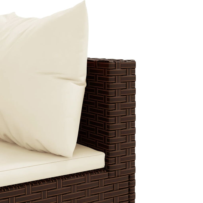 10-delige Loungeset met kussens poly rattan bruin