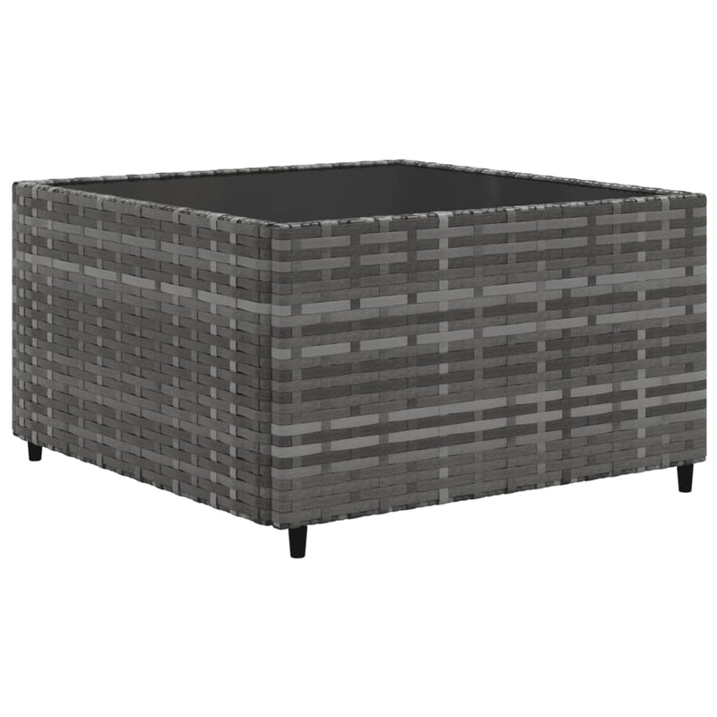 10-delige Loungeset met kussens poly rattan grijs