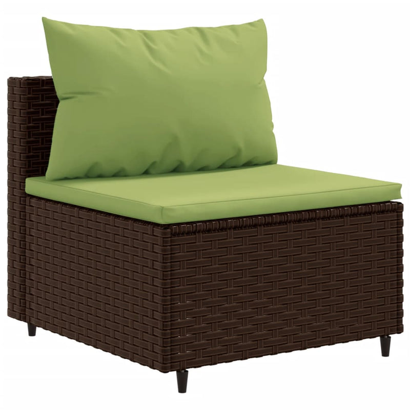 10-delige Loungeset met kussens poly rattan bruin