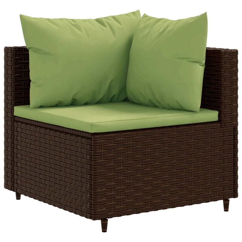 10-delige Loungeset met kussens poly rattan bruin