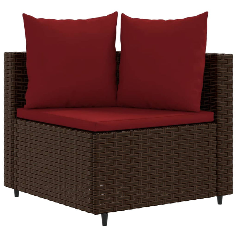 10-delige Loungeset met kussens poly rattan bruin