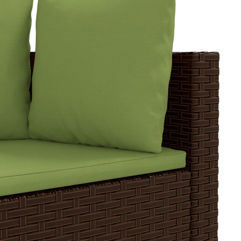 10-delige Loungeset met kussens poly rattan bruin