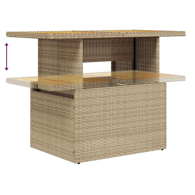 10-delige Loungeset met kussens poly rattan beige