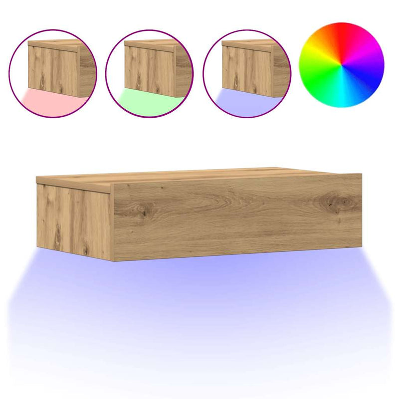 Nachtkastje 60x35 cm bewerkt hout artisanaal eikenkleur - Drogistdeal.nl
