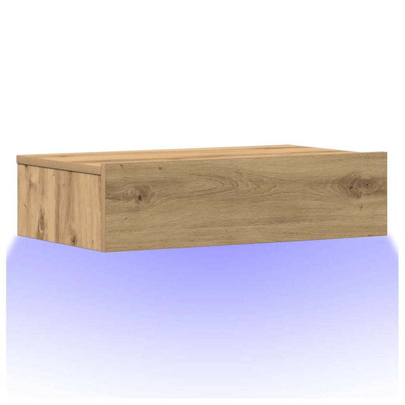 Nachtkastje 60x35 cm bewerkt hout artisanaal eikenkleur - Drogistdeal.nl