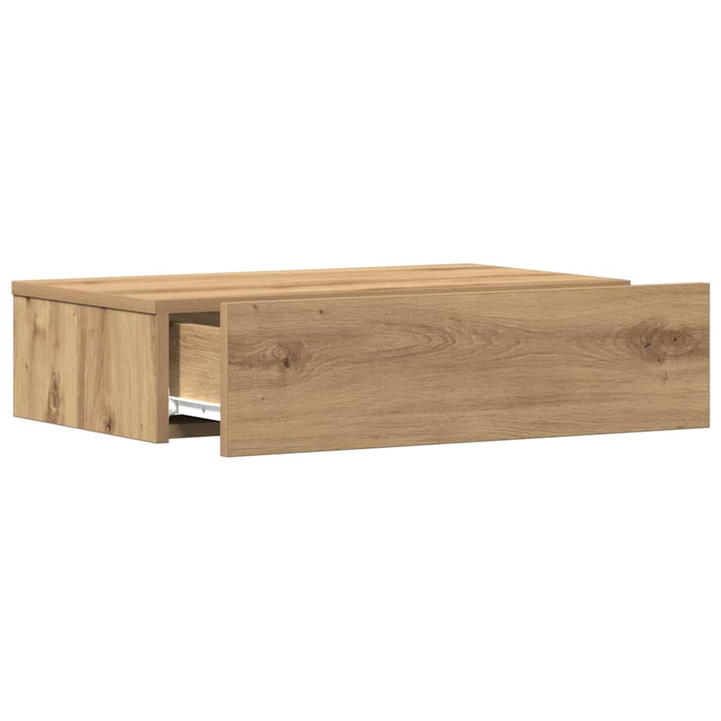 Nachtkastje 60x35 cm bewerkt hout artisanaal eikenkleur - Drogistdeal.nl