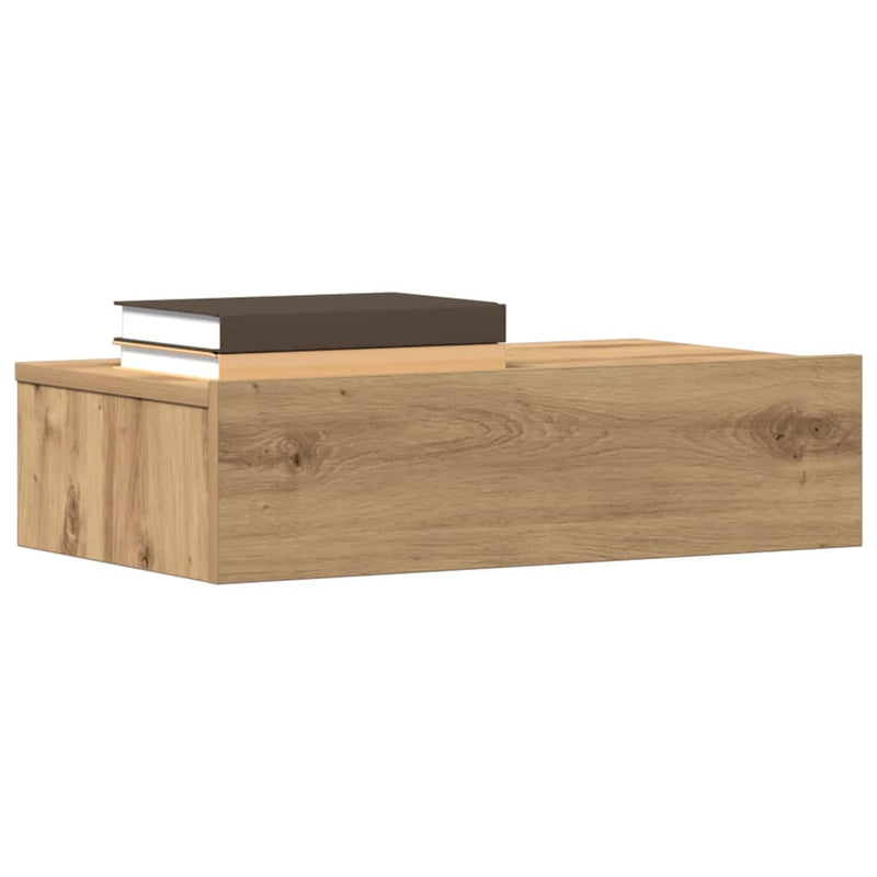 Nachtkastje 60x35 cm bewerkt hout artisanaal eikenkleur - Drogistdeal.nl