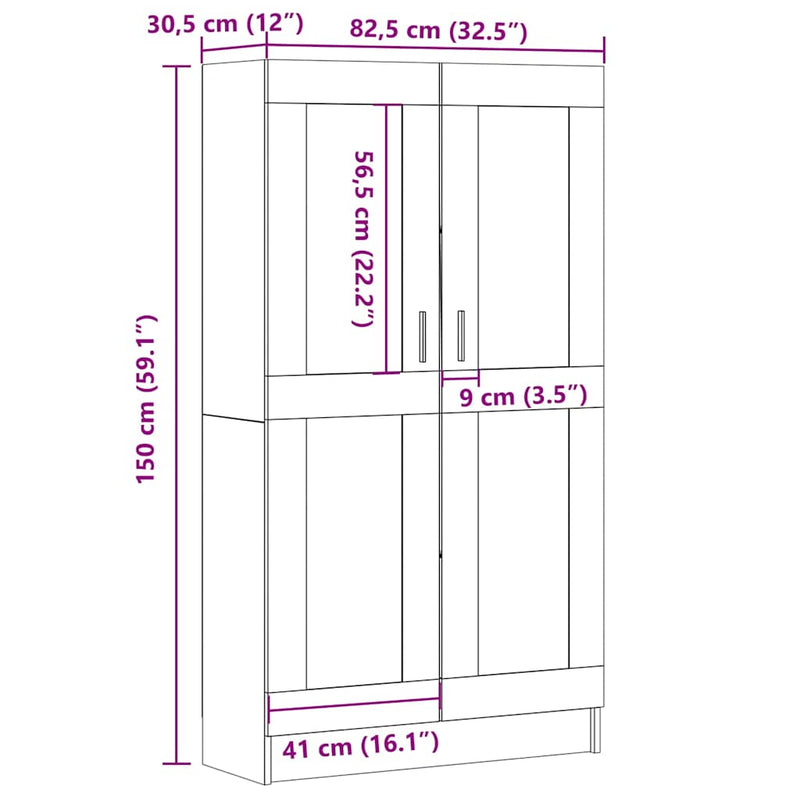 Boekenkast 82,5x30,5x150 cm bewerkt hout oud houtkleurig