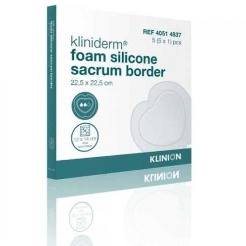 Klinion Advanced Kliniderm Foam Siliconenschuimverband Sacrum met Border - 22.50x22.50cm - 5 stuks - Drogistdeal.nl