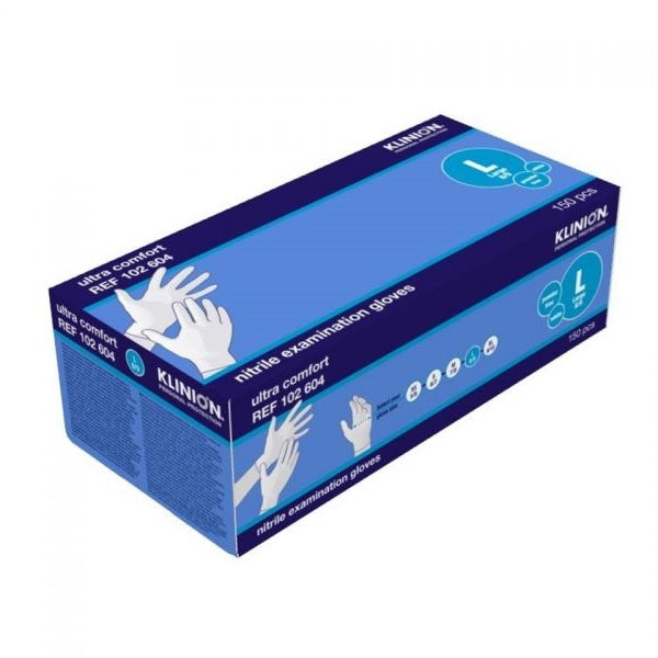 Klinion Ultra Comfort Nitrile handschoenen poedervrij Wit - 150 stuks - Drogistdeal.nl