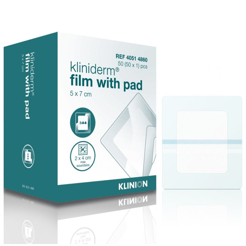 Klinion Advanced Kliniderm Film with Pad Steriel - 5x7.20cm - 50 stuks - Drogistdeal.nl