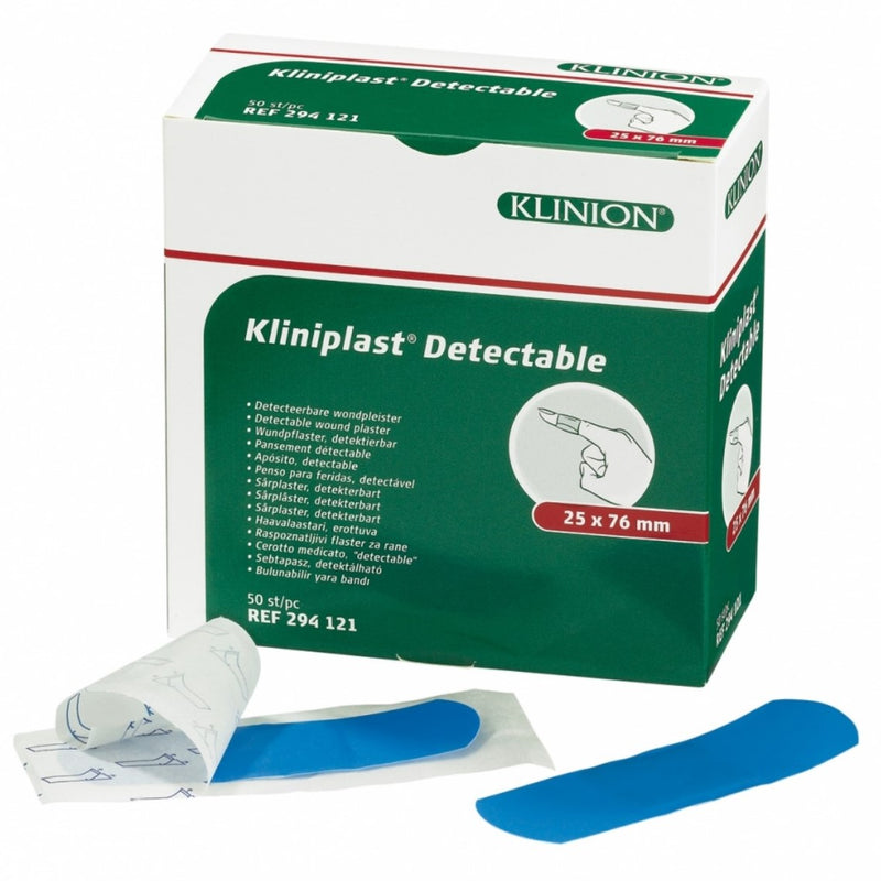 Klinion Kliniplast Wondpleister Detectable Blauw Waterbestendig - 25x76mm - 50 stuks - Drogistdeal.nl