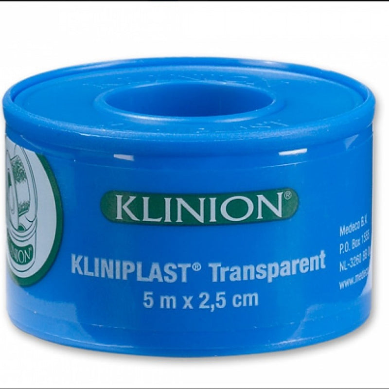 Klinion Kliniplast Transparant Hechtpleister Met Ring - 5m x 2.5cm - 12 stuks - Drogistdeal.nl